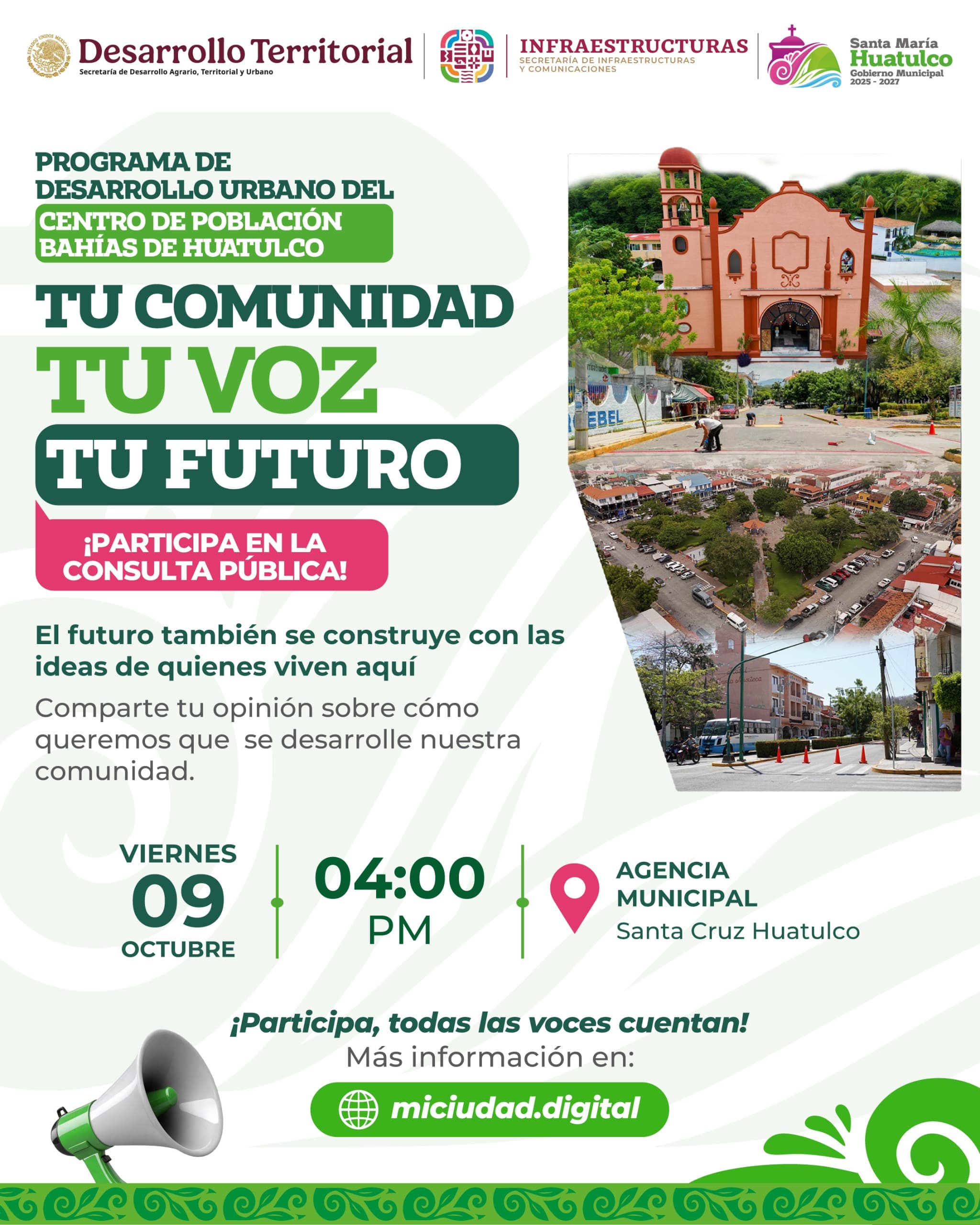 Cartel de la consulta pública del Programa de Desarrollo Urbano del Centro de Población Bahías de Huatulco