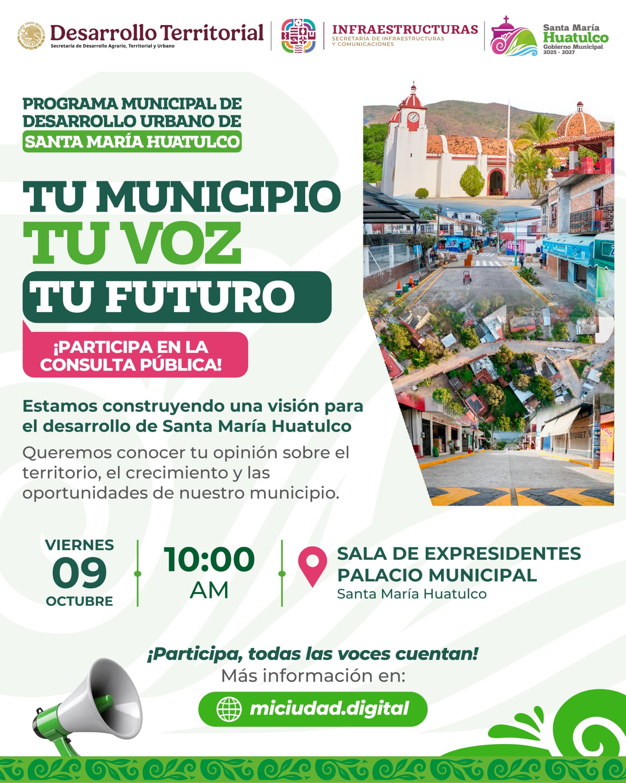 Cartel de la consulta pública del Programa Municipal de Desarrollo Urbano de Santa María Huatulco